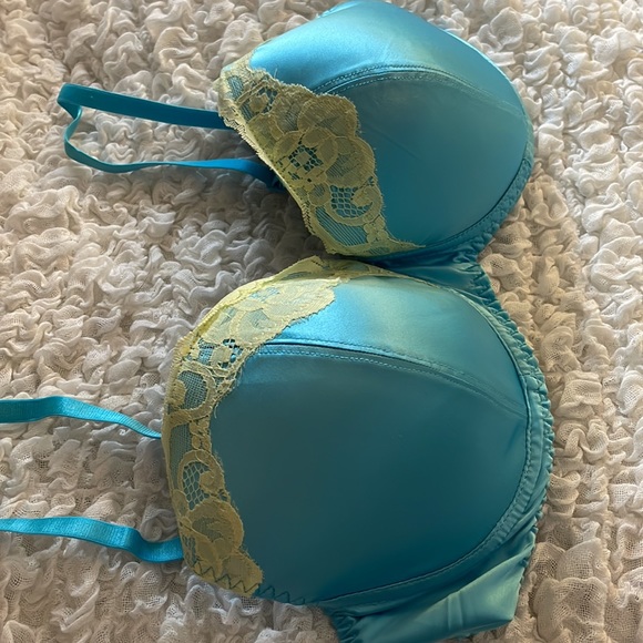 Blue & Yellow Satin Finish Bra - Picture 7 of 8